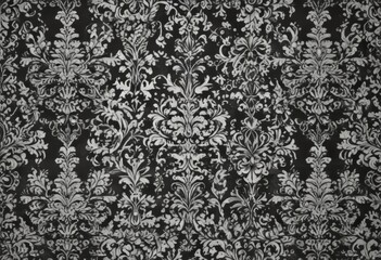 Intricate black & white damask, elegant seamless wallpaper pattern , refined, illustration, vintage