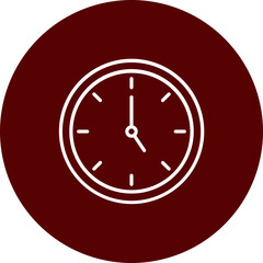 Clock Vector Line Brown Circle Icon Design