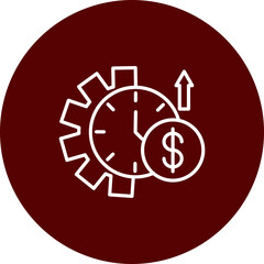 Overtime Pay Vector Line Brown Circle Icon Design