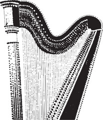 Obraz premium A detailed monochrome of a harp with intricate string .