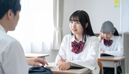 勉強する女子高校生