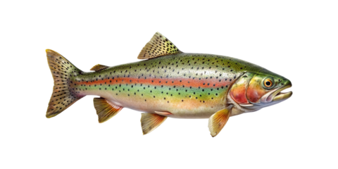 A Stunning Illustration of a Rainbow Trout Fish with Vibrant Colors and Detailed Features