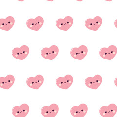 Cute heart seamless pattern on white background