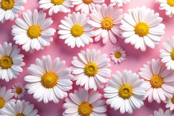 Obraz premium Delicate, small-scale repeating daisy pattern; pastel tones , wallpaper, repeat, pattern