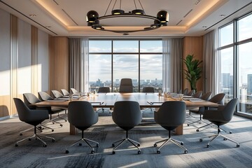 Modern Boardroom Design Features Sleek Furniture in a Spacious Contemporary Meeting Room