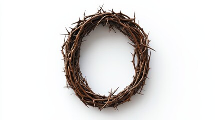 Fototapeta premium Crown of thorns on white background symbolizing sacrifice and redemption