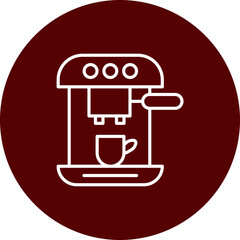 Coffee Maker Vector Line Brown Circle Icon Design