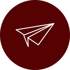 Paper Plane Vector Line Brown Circle Icon Design