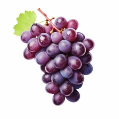 Fototapeta premium Fresh, pastel purple grapes stand out against a crisp white backdrop, exuding elegance and vibrancy in every curve.
