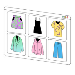 Clothing items displayed on online shopping website interface