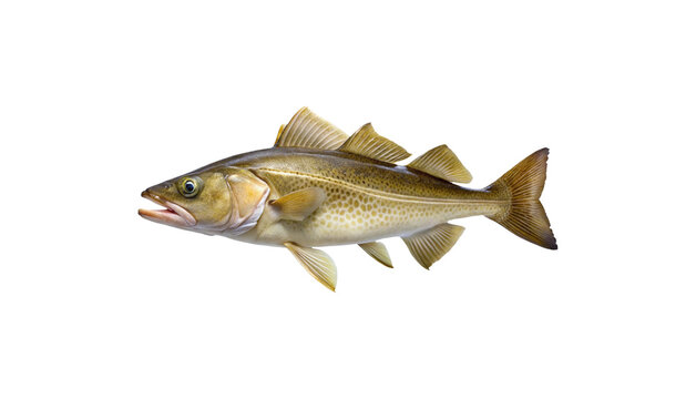 A Detailed View of a Freshly Caught Cod Fish Isolated on transparent background