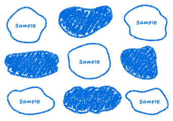 手描きのクレヨン素材　ラフな形のフレームセット