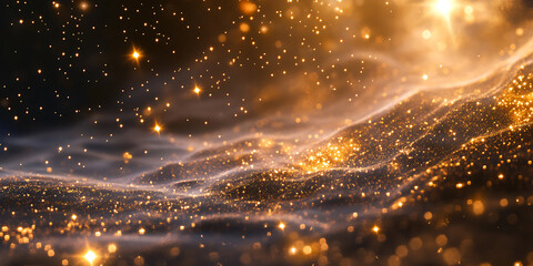 Cosmic Nebula: Golden Starfield Background
