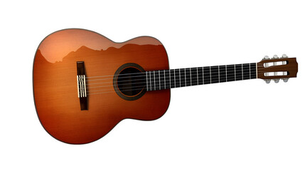 Obraz premium Classic Acoustic Guitar with Sunburst Finish Wooden Body and Strings for Music Lovers