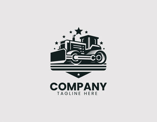 Fototapeta premium Modern grader vector logo illustration. Industrial construction machine design in minimal style.
