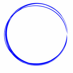 Blue circle logo identity design handrawn brush