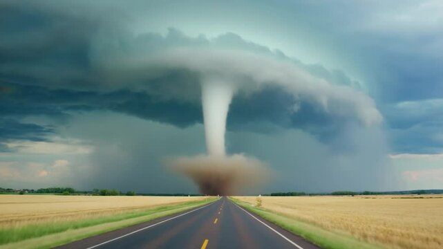 Powerful tornado touches down on rural highway
