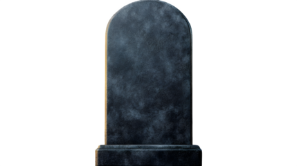 Aged Grey Gravestone Headstone with Arched Top Isolated on Transparent Background for Memorial Design