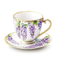 Vintage tea cup on a white background.