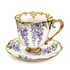 Vintage tea cup on a white background.
