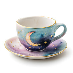 Vintage tea cup on a white background.
