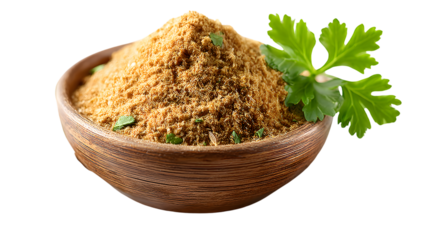 Spice blend in wooden bowl with herbs cooking ingredient seasoning food photography