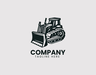Naklejka premium Grader vector logo illustration. Modern design with construction and excavation focus.