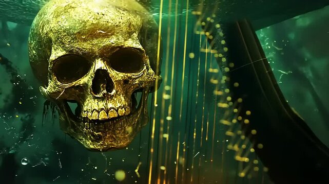 An Enigmatic Underwater Encounter with a Golden Skull and Harp