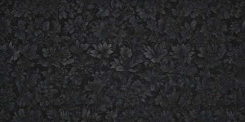 Fototapeta premium Abstract charcoal botanical wallpaper; dark floral seamless pattern, intricate details, elegant design, leaf, modern