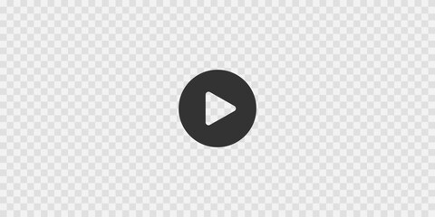 Play button on transparent background texture. Video player template. Movie computer or television screen. Push, click, start or record sign on multimedia app window interface. Vector illustration.