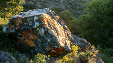 Ancient Geological Marvel in Sunlit Valley: A Study of Time and Nature in Stone Formations