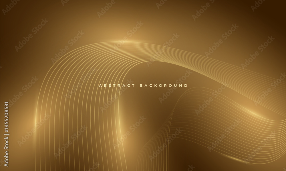 Aufkleber abstract glowing golden wavy lines on dark brown background. digital technology vector illustration 