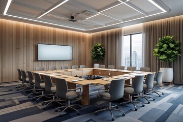 Fototapeta premium Cutting Edge 3D Training Room Design for Effective Collaborative Corporate Learning