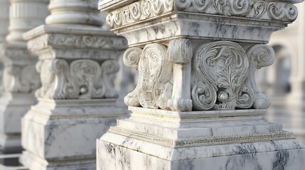 Ornate marble columns with intricate carvings.