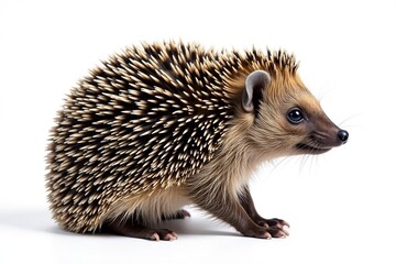 Obraz premium Hedgehog, facing right, isolated on pure white background , pet, facing