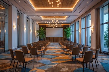 Cozy Conference Hall Design with Inviting Indoor Landscapes