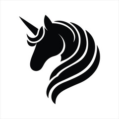 Unicorn Head Icon – Vector Silhouette of Mythical Creature