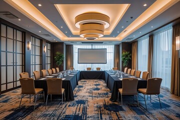 Fototapeta premium Flexible Modern Meeting Space for Corporate Events and Training at the Hotel