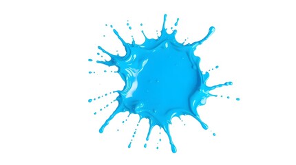 Fototapeta premium Vibrant blue paint splash isolated on white background. Dynamic, energetic, and colorful 3D render. Ideal for design projects.