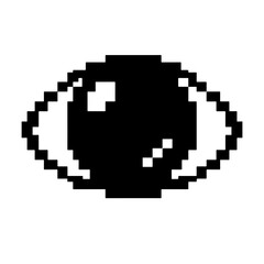 Pixel art eye, black and white, simple design, 8-bit style, game asset.