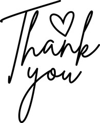 Thank you typography design on plain white transparent isolated background for card, shirt, hoodie, sweatshirt, apparel, tag, mug, icon, poster or badge
