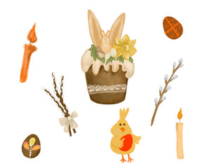 set of easter elements