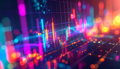 Obraz premium High resolution digital art of multiple stock charts stacked on top of each other