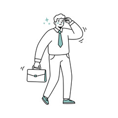 Stressed job candidate feeling anxious while walking in a minimalistic style  