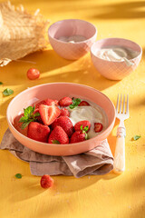 Fresh and sweet strawberries as summer fresh dessert.