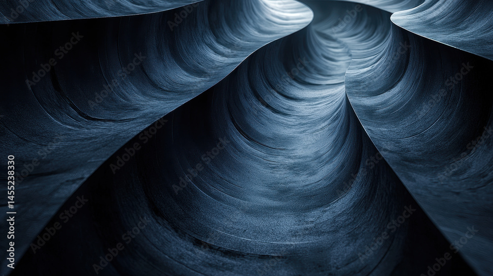 Poster Explo the depths of a realistic 4K side angle design with a visually stunning 3D background, showcasing intricate textures and mesmerizing abstract forms and shadows.