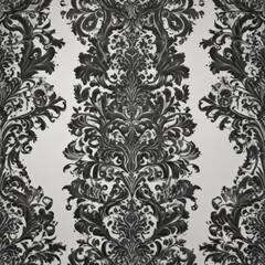 Fototapeta premium Elegant black & white damask, intricate swirls & scrolls, arabesque, intricate, surface