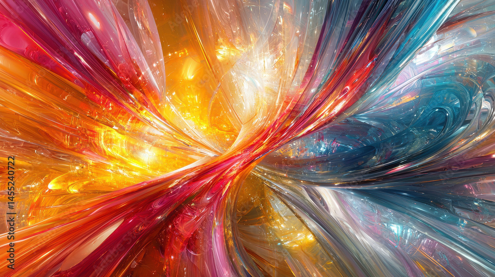 Poster vivid 3d abstract background featu realistic colorful swirls in dynamic interplay, rende a captivati