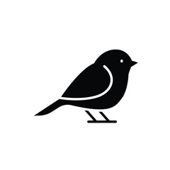 Bird icon. Simple solid style. Little bird silhouette, cute standing, nature, wild, wings, fauna, animal, wildlife concept. Black silhouette, glyph symbol. Vector illustration isolated.
