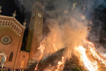 Carnival Bonfires of Pescarolo, Cremona. Italy.